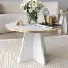Table basse ronde blanche & pieds forme trapèze MARFA