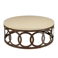 Table basse ronde béton et métal 105 cm pied chaîne BRASILIA