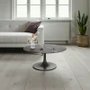 Table basse ronde céramique grise marbrée, pied tulipe LIGURIE