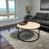 Table basse ronde diamètre 90 cm en chêne blanc PALERME