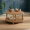 Table basse ronde double plateau effet bois de pin MARFA