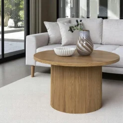 Table basse ronde effet bois blond ø80 cm MATERA