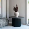 Table basse ronde effet bois foncé ø80 cm MATERA