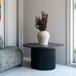 Table basse ronde effet bois foncé ø80 cm MATERA