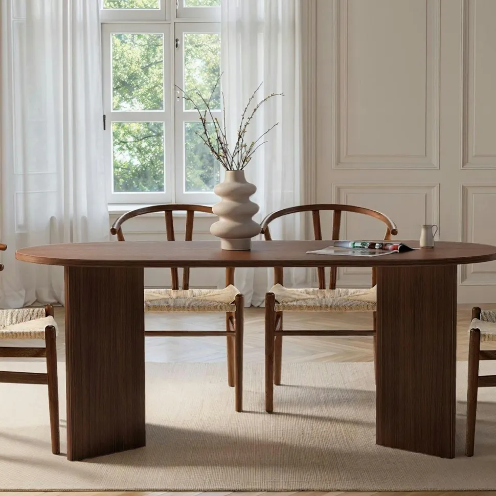 Table basse ronde effet travertin - design puzzle MARFA
