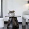 Table basse ronde en chêne brun avec piètement baguette ø70 cm AMSTERDAM