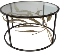 Table basse ronde feuillage doré HIMALAYA