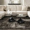 Table basse ronde forme organique plateau effet marbre noir (lot de 2) RALF
