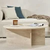 Table basse ronde minimaliste - effet travertin MARFA
