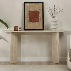 Table basse ronde minimaliste - effet travertin MARFA