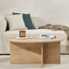 Table basse ronde minimaliste - effet bois de chêne MARFA
