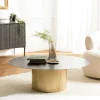Table basse ronde métal noir pied central doré ZALA