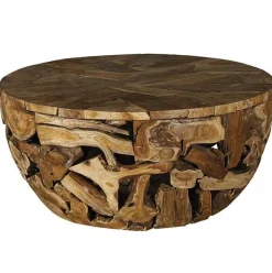 Table basse ronde racine de teck métal CANADA