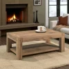 Table basse rustique double plateau FJORD
