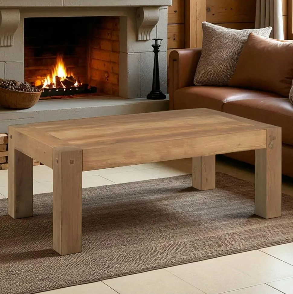 Table basse rustique double plateau FJORD