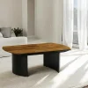 Table basse teck recyclé pieds arrondis noirs TRANI