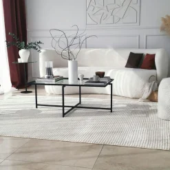 Table basse verre & métal noir - design minimaliste TULUM