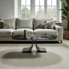 Table basse verre ondulé noir, pied ouvert LIGURIE