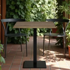 Table bistrot bois brun - pied métal noir, 70 cm NAPA
