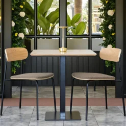 Table bistrot mélamine effet bois – pied métal, 70 cm NAPA