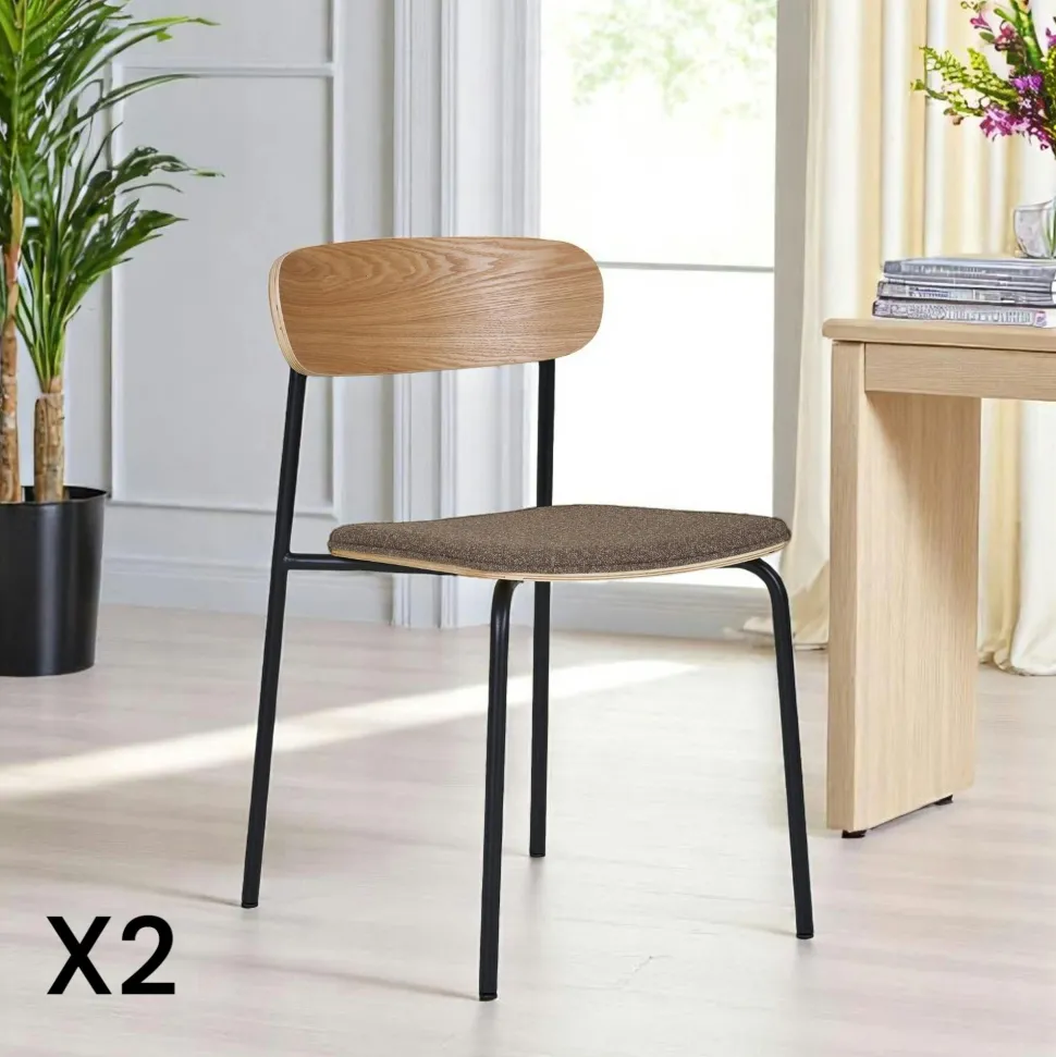 Table bistrot mélamine effet bois – pied métal, 70 cm NAPA