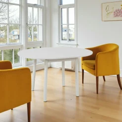 Table blanche extensible forme ronde Ø100-131 cm ARDEN