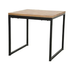 Table carrée en Hévéa recyclé naturel et pieds métal 80x80x76cm LOFT