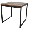 Table carrée en Hévéa recyclé coloré et pieds métal 80x80x76cm LOFT COLORS