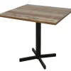 Table carrée en Hévéa recyclé coloré et pieds métal en croix 80x80x76cm LOFT COLORS