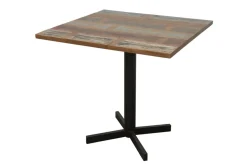 Table carrée en Hévéa recyclé coloré et pieds métal en croix 80x80x76cm LOFT COLORS
