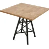 Table carrée en Hévéa recyclé naturel et pieds métal façon "Tour Eiffel" 80x80x76cm LOFT