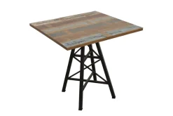 Table carrée en Hévéa recyclé coloré et pieds métal façon "Tour Eiffel" 80x80x76cm LOFT COLORS