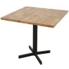 Table carrée en Hévéa recyclé naturel et pieds métal en croix 80x80x76cm LOFT