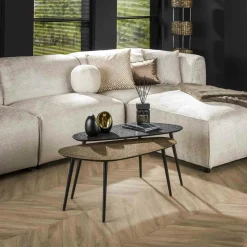 Table carrée extensible en céramique marbrée anthracite 140-220 cm LOMBARDIE
