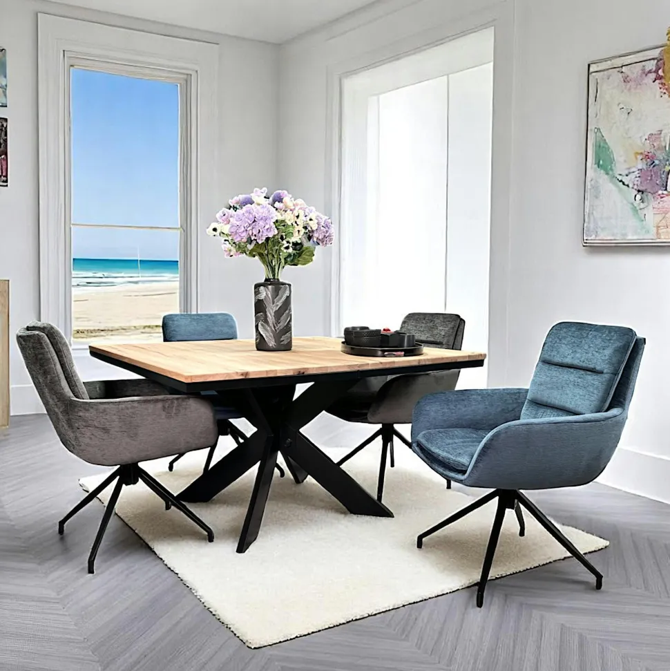 Table carrée extensible en chêne blanc 130 cm PALERME