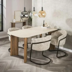 Table céramique effet travertin à bords ronds 180 cm ASCOLI