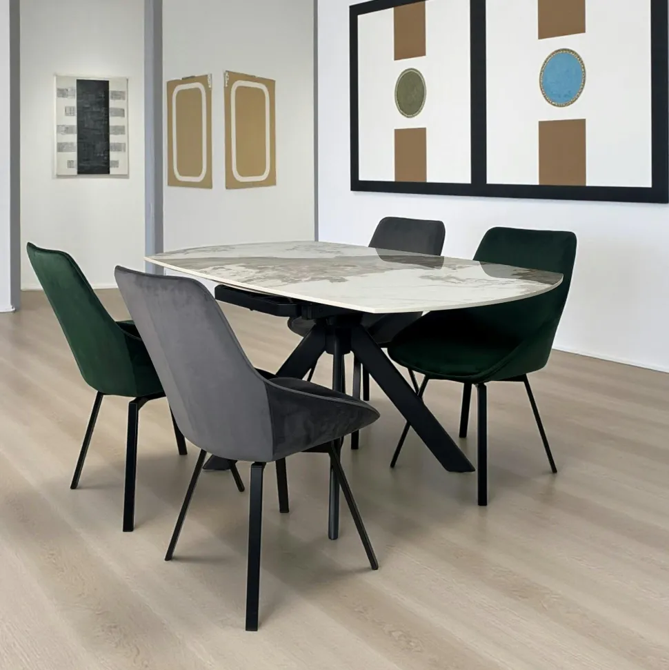 Table céramique extensible effet marbré 180-280 cm LOMBARDIE