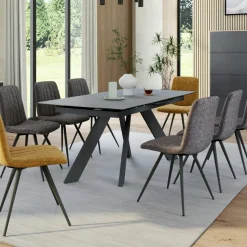 Table céramique extensible blanche marbrée 170-214 cm OTTAWA