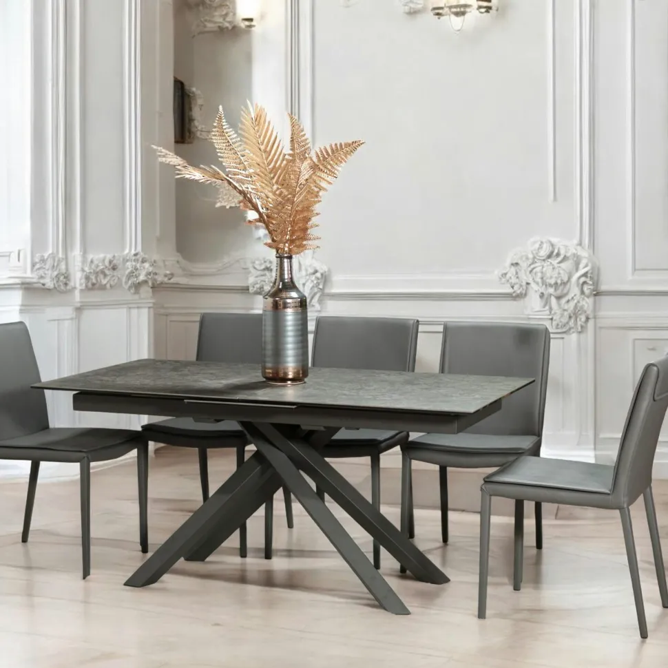 Table céramique extensible gris foncé 176 cm-216 cm TORONTO