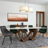 Table céramique marbrée pied ruban bois brun 220 cm ALDER