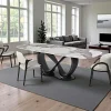 Table céramique marbrée pied ruban bois noir 220 cm ALDER