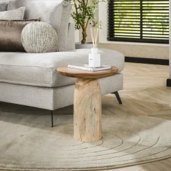 Table d’appoint bois – plateau sculpté, 46 cm MELBOURNE