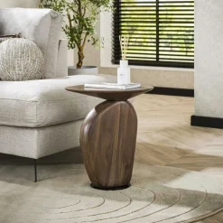 Table d’appoint bois brun – rangement intégré, 56 cm MYSORE