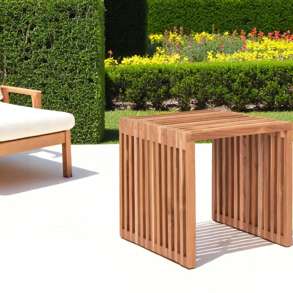 Table d'appoint de jardin en teck ajouré MENDOZA