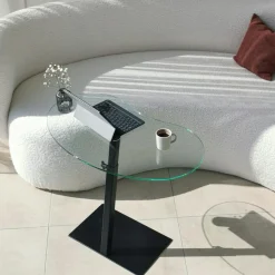 Table d'appoint ordinateur en verre teinté, réglable TULUM
