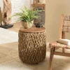 Table d'appoint ronde 38 cm fibre de coco et bois recyclé SWING