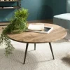 Table d'appoint ronde teck recyclé métal GM SWING