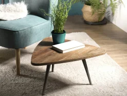 Table d'appoint ronde teck recyclé métal GM SWING