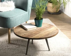 Table d'appoint ronde teck recyclé métal PM SWING