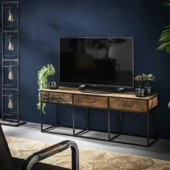 Table d'appoint ronde teck recyclé métal PM SWING